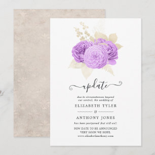 Lila und Elfenbein Hochzeitsupdate Blumen Einladung