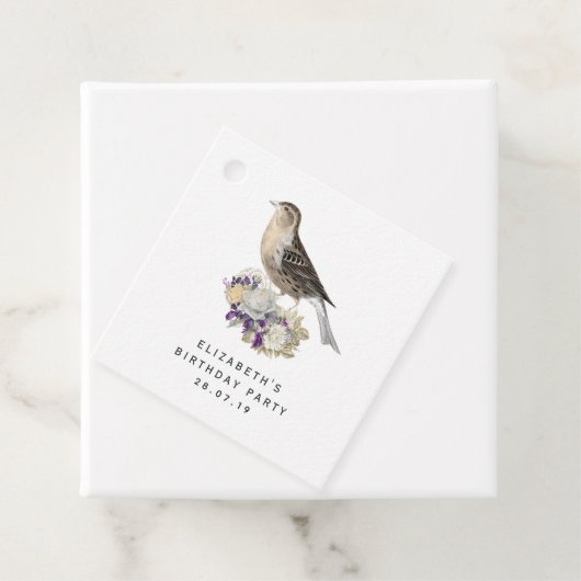 Lila und Elfenbeinflorenvogel Geschenkanhänger (Beispiel)