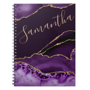 Lila und falsches Gold Glitter-Marmor-Achat Notizblock