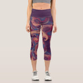 Lila und farbenfrohe Wasserfarbe Capri Leggings (Vorderseite)