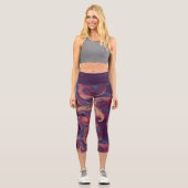 Lila und farbenfrohe Wasserfarbe Capri Leggings (Vorderseite)