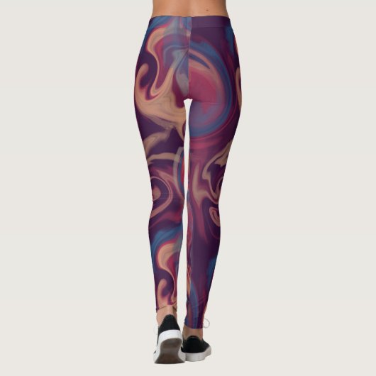 Lila und farbenfrohe Wasserfarbe Leggings (Rückseite)