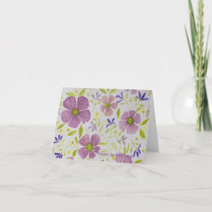 Lila und Flieder Blumen Notiz/Grußkarte Karte