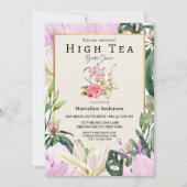 Lila und florales Teeportrait Einladung (Vorderseite)