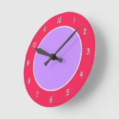 Lila und Fuchsia-Kolorblockklemme Runde Wanduhr (Winkel)