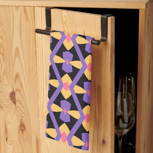 Lila und gelb dekoriert geschirrtuch (Drittel gefaltet)