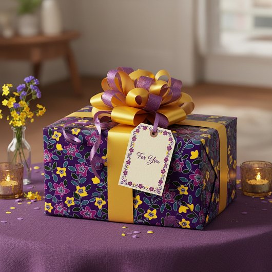 Lila und gelb geschenkpapier