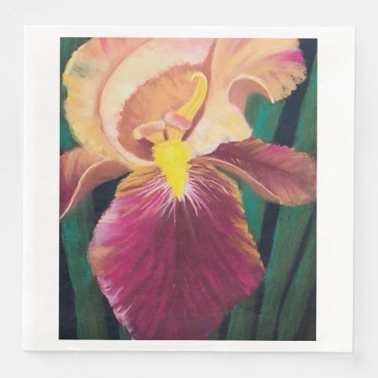 Lila und gelb Iris Napkin Serviette (Vorderseite)