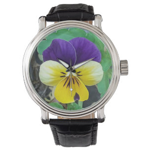 Lila- und Gelbblüte Armbanduhr