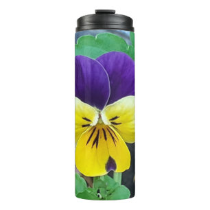 Lila- und Gelbblüte Thermosbecher