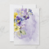 Lila- und gelbblütenfarbene Moderne Hochzeit Kein  RSVP Karte (Rückseite)