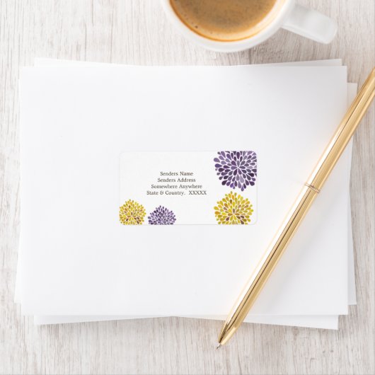 Lila- und Gelbblütenzeichen Adressaufkleber (Insitu)