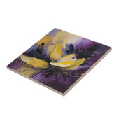 Lila und gelbe Abstrakte Blume Fliese (Seite)