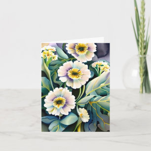 Lila und gelbe Aquarellblumen individuell anpassba Karte