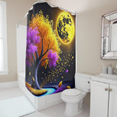 Lila und gelbe Blätter Duschvorhang (Beispiel)