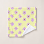 Lila und gelbe Blume Boho Style Badhandtuch Set (Waschlappen)