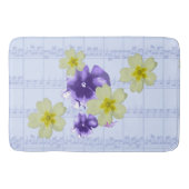 Lila und gelbe Blumen Blauer Blatt Bath Mat Badematte (Vorderseite)
