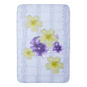 Lila und gelbe Blumen Blauer Blatt Bath Mat Badematte (Vorderseite Vertikal)