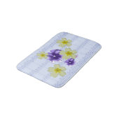 Lila und gelbe Blumen Blauer Blatt Bath Mat Badematte (Schrägansicht)