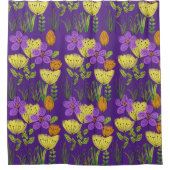 Lila und gelbe Blumen Duschvorhang (Vorderseite)