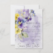 Lila und gelbe Blumen Moderne Hochzeit Save The Date (Vorderseite)