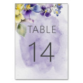 Lila und gelbe Blumen Moderne Hochzeit Tischnummer (Vorderseite)