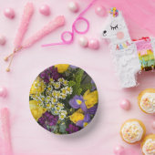 Lila und gelbe Blumen Pappteller (Party)