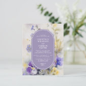 Lila und gelbe Blumen zum Hochzeitsempfang (Stehend Vorderseite)