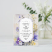 Lila und gelbe Blumen zum Hochzeitsempfang (Stehend Vorderseite)