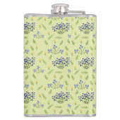 lila und gelbe Blumenmuster Flachmann (Rückseite)