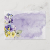 Lila und gelbe Blüte Moderne Empfang Begleitkarte (Rückseite)