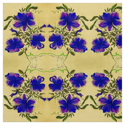 Lila und gelbe Blüten Stoff (Muster)