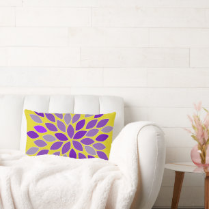 Lila und gelbe Chrysanthemum-Blume Kissen