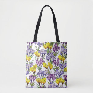 Lila und gelbe Crocus-Blume für den Frühling Tasche