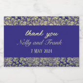 Lila und gelbe Damastenhochzeit Schaumweinetikett (Einzelnes Label)