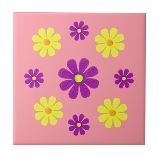 Lila und gelbe Frühlingsblumen für die Küche Fliese (Vorderseite)