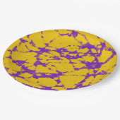 Lila und gelbe Gefärbte Krawatte Pappteller (Schrägansicht)