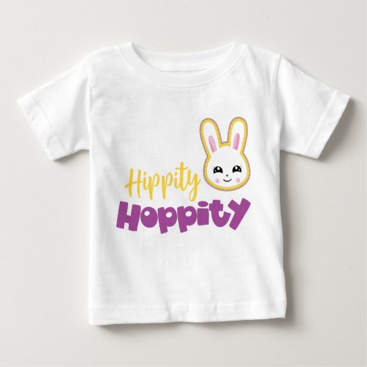 LILA UND GELBE HIPPITY HOPPITY WHITE EASTER BUNNNY BABY T-SHIRT (Vorderseite)