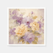 Lila und gelbe Hübsche Blume Serviette (Vorderseite)