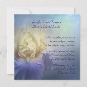 Lila und gelbe Iris-Hochzeitseinladung Einladung