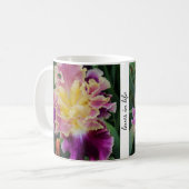 Lila und gelbe Iris-Tasse Kaffeetasse (Vorderseite Links)