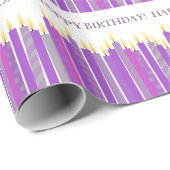 Lila und gelbe Kerzen Mädchen Geburtstag Geschenkpapier (Rolleneckpunkt)