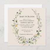 Lila und gelbe Kleine in der Blütendusche Einladung (Vorne/Hinten)