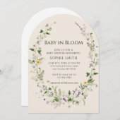 Lila und gelbe Kleine in der Blütendusche Einladung (Vorne/Hinten)