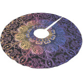 Lila und gelbe Mandala: handgezeichnet Design Polyester Weihnachtsbaumdecke (Schrägansicht)