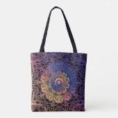Lila und gelbe Mandala: handgezeichnet Design Tasche (Rückseite)