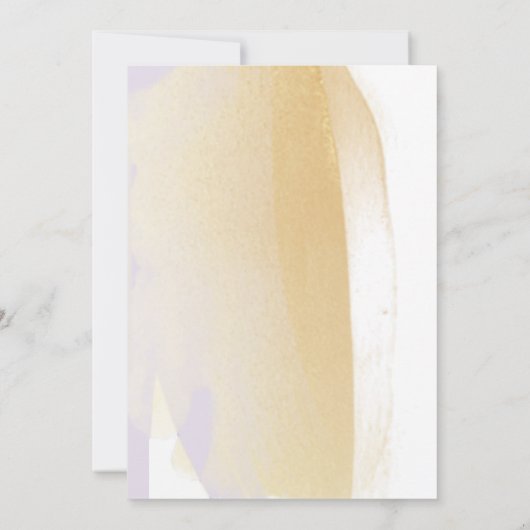 Lila und gelbe Pinselstriche, minimale Hochzeiten Save The Date (Rückseite)