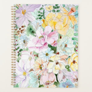 lila und gelbe rosa Blume mit Handfarbe Planer