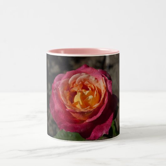 Lila und gelbe Rosen-Kaffee-Tasse Zweifarbige Tasse (Mittel)