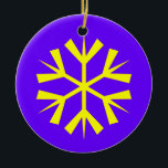 Lila und gelbe Schneeflocke Keramikornament<br><div class="desc">Dieses lila Ornament besticht durch eine hellgelbe Schneeflocke auf beiden Seiten. Fügen Sie diesem anpassbaren Ornament Text für diese persönliche Touch hinzu.</div>